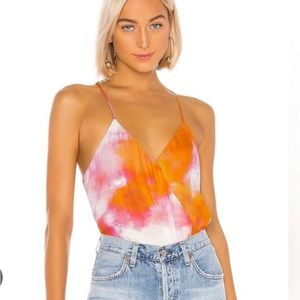 PARKER Harlow Sunset Tie-Dye Surplice Halter Top